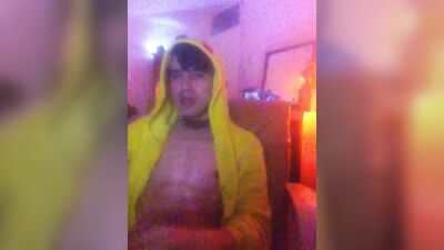 Jerking off in a retro styled bedroom