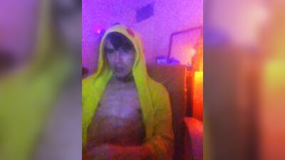 Jerking off in a retro styled bedroom