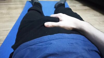 The guy jerks off his dick