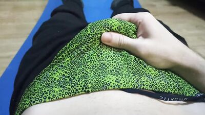 The guy jerks off his dick