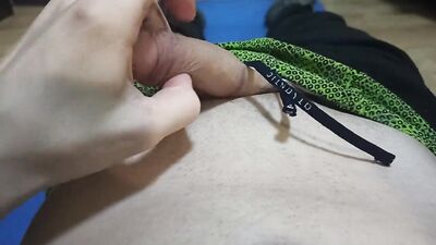 The guy jerks off his dick