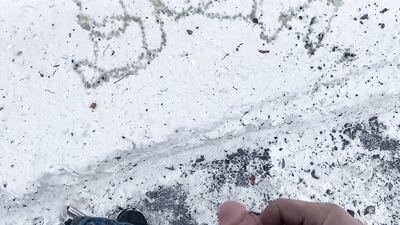 Amateur Twink Brian Public Urination Spelling Name in Snow
