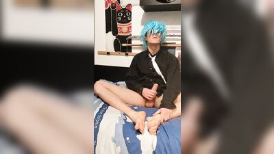 Elegant twink guy with tie cum with for you after work. Oiled dick 7.5" Feet showup. Check OnlyFans!