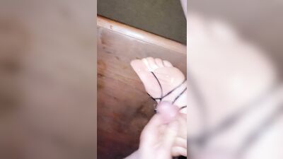 Secret Self Foot Cumshot on the Kitchen Table
