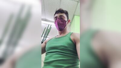 Twink pulls pants down in laundromat while other people aren't looking