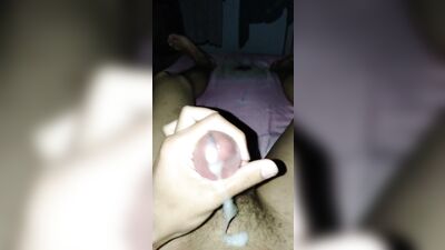 Thai twink handjobs his hard cock until cum fountain loads on his relaxed stomach