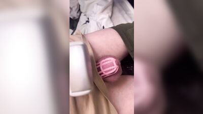 Sissy cums Handsfree in Chastity