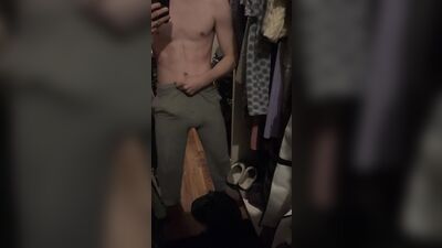Slo-mo of slapping my dick in grey sweats