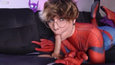 Spiderslut begs twink to shoot webs all over their face