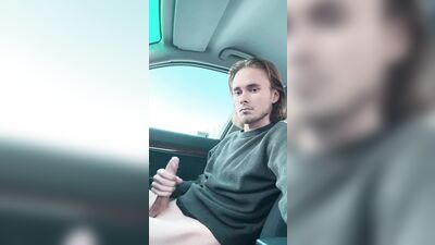 Twink jerks in car publicly