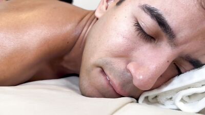 Twink gets his ass wrenched during massage with a new masseur.