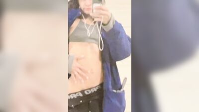 Sexy 21 year old nerd gym twink in skirt fat ass in gym bathroom w/ muscle hole