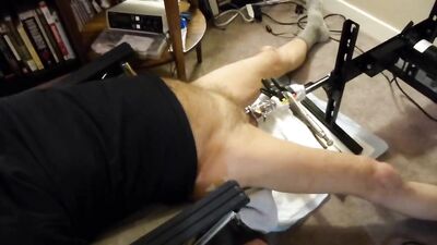 Fuck Machine Sounding My Cock In Chastity Cage