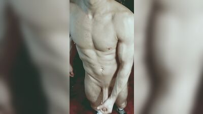 Horny Hung Hunk Jerks Off His Uncut Big Cock