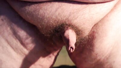 Fat Boys Tiny Penis Being Pushed Around While Standing Up