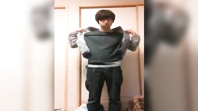 Sexy Asian showoff and self sucker