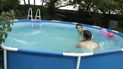 Twins fun in pool gay teen porn couple