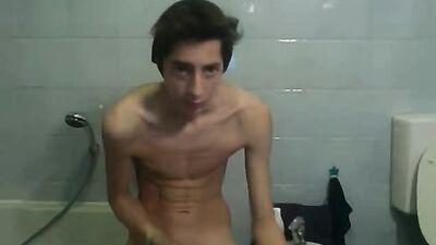 Teen shows off big dick