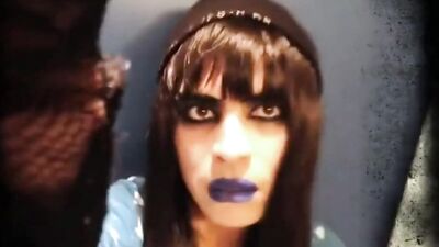 Gothic Emo Crossdresser Rides Her Big Dildo