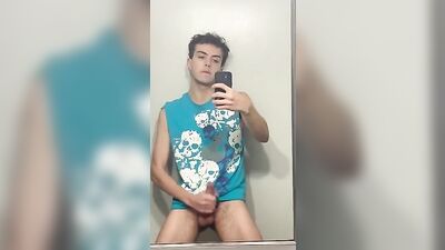 Young & Hairy Skater Boy Cums in the Shower!