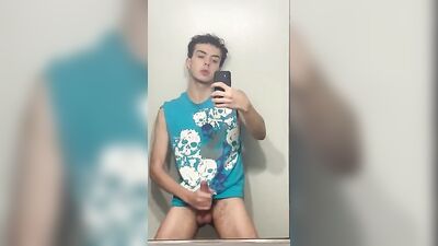 Young & Hairy Skater Boy Cums in the Shower!