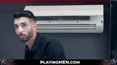 After Sucking Cock A Suit And Tie Worker Gets His Ass Railed