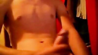 Young white shirt masturbates