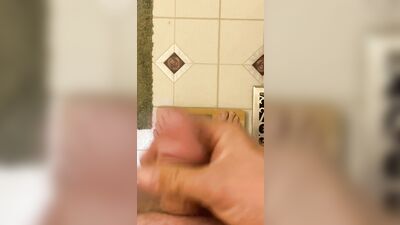 Gay Twink Wanker Plays With Cock on Bathroom Scale