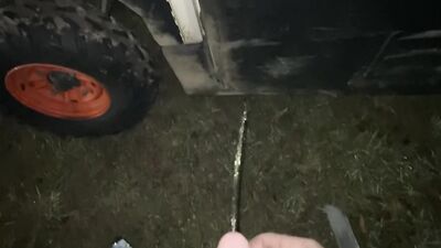 Twink Outdoor Public Peeing & Pissing on Daddy’s Kubota