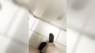 Playing with my tail in public restroom