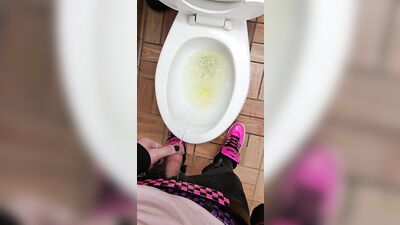 Emo Twink Takes A Quick Piss in Public Restroom