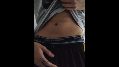 Young skinny guy jerking off and cumming in his hand