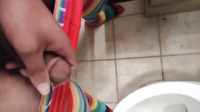Young 18 year old black femboy rubs cock and pisses for the camera
