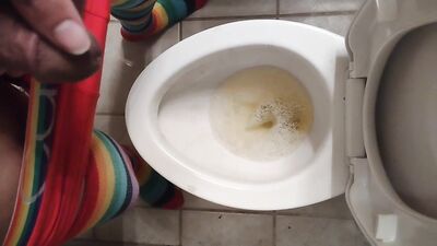 Young 18 year old black femboy rubs cock and pisses for the camera