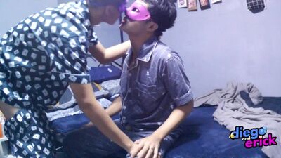 Kissing and Blowjob My Step-Brother Before Going To Bed Went To Sucking, Fucking Bare Until Cumshot