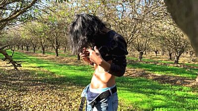 Cute twink secretly masturbates in the forest