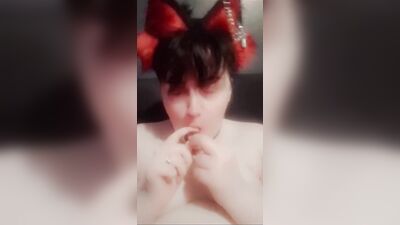 Sissy ftm catboy sucks his buttplug