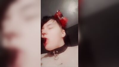 Sissy ftm catboy sucks his buttplug