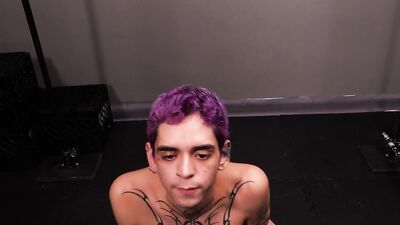 Tatted twink gets tied and fucked