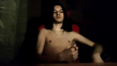 Skinny Polish shirtless twink jerks off until he nuts