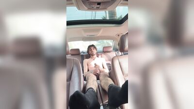 Spraying cum all over my car in public