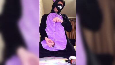 Big dick catboy masturbation and slow-mo cumshot