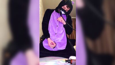 Big dick catboy masturbation and slow-mo cumshot