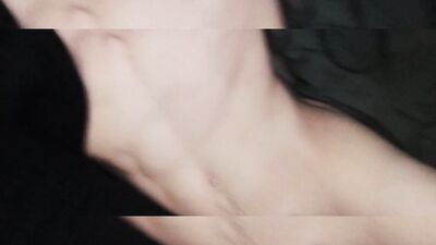 Sensual anal play with big black dildo.