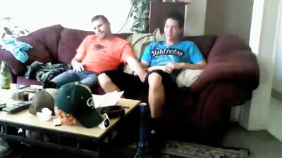 Two uncles with his nephew at home