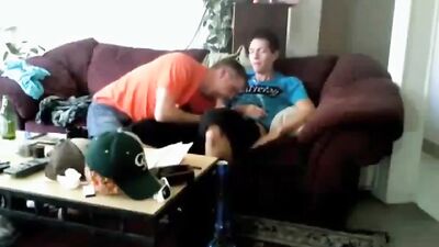 Two uncles with his nephew at home