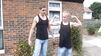 Blond Biceps Battle - Two Cutie Muscle Boys Compete for the Best Bulge!