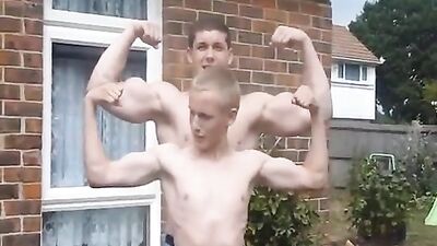 Blond Biceps Battle - Two Cutie Muscle Boys Compete for the Best Bulge!