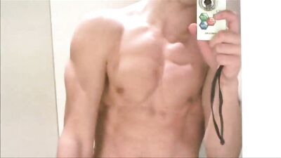 Muscle Worship: Teen Flexes in Store Changing Room Showers