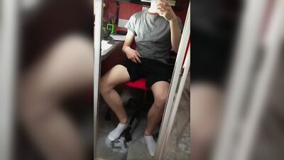 Handsome Young Man Masturbates Before Mirror - Amateur Cum Shots Handjob